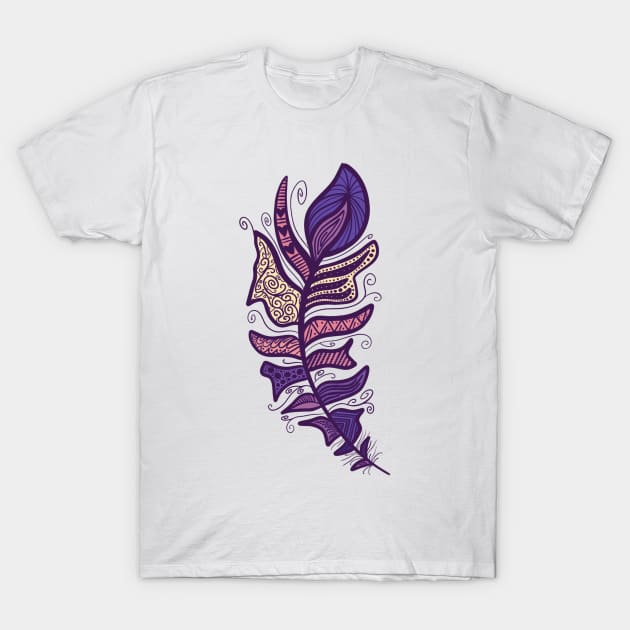 Purple feather T-Shirt by JessCarrsArt